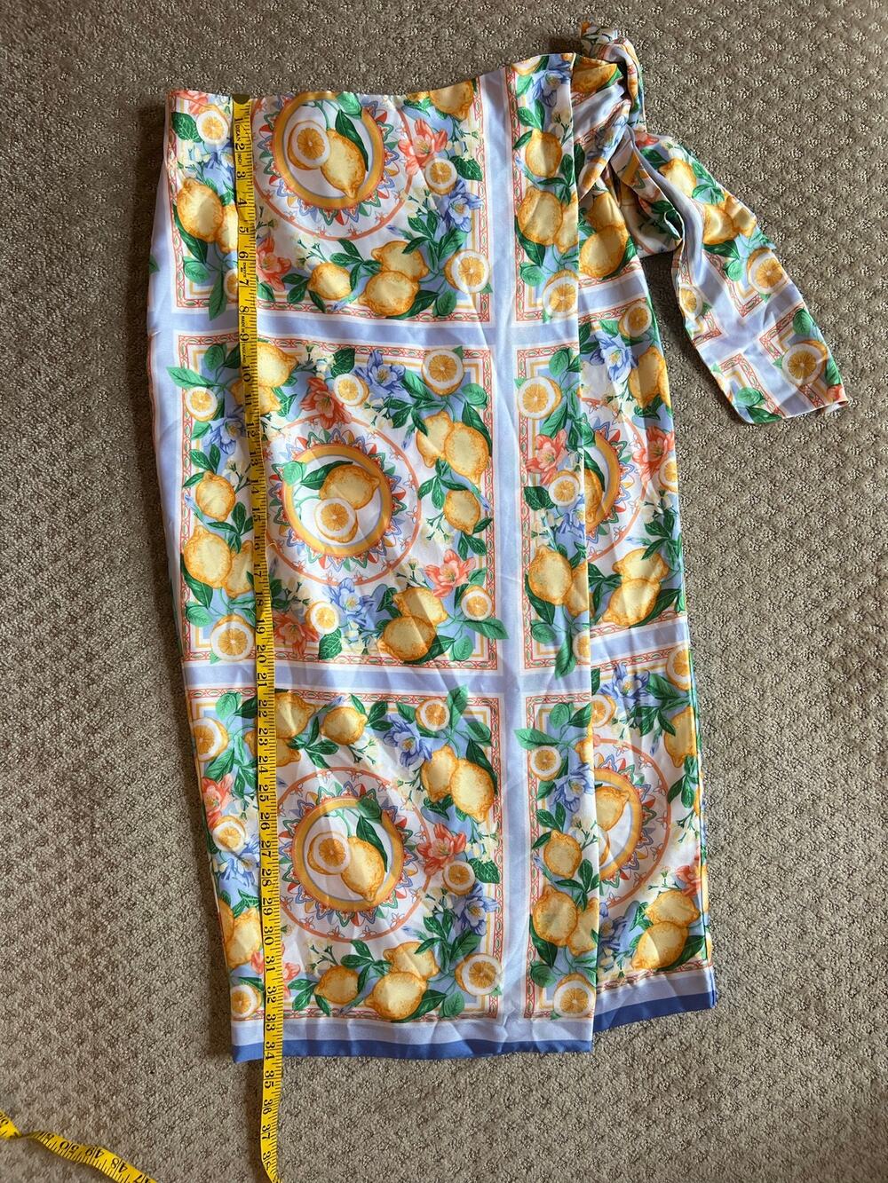 Ann Taylor Lemon Floral Print Midi Skirt Size 4 Tie Waist Resort